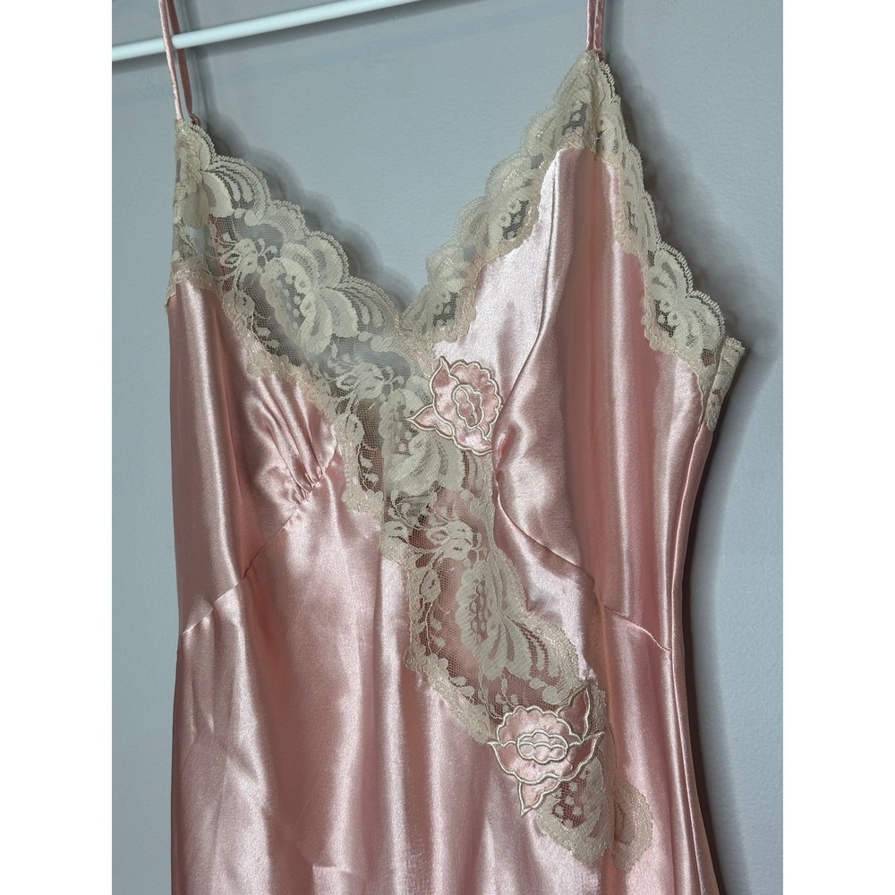 Victoria Secret Pink lingerie Nightgown Summer Adjustable Sz Large Lace Trim